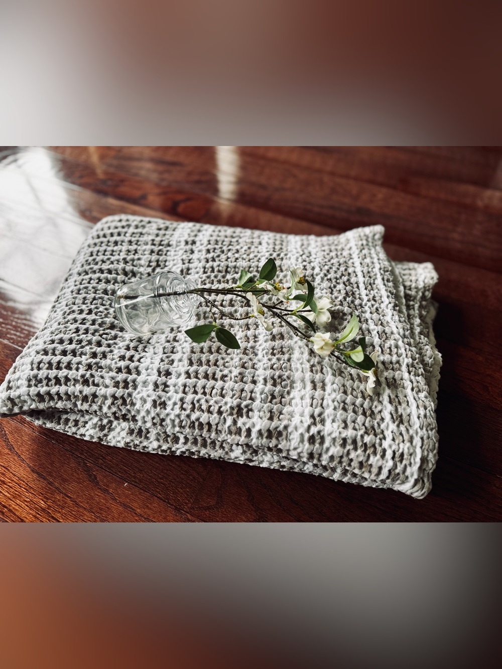 Inup Home Minimalist 100% Cotton 🧸 Throw Blanket 74" x 51" Beige White Neutral